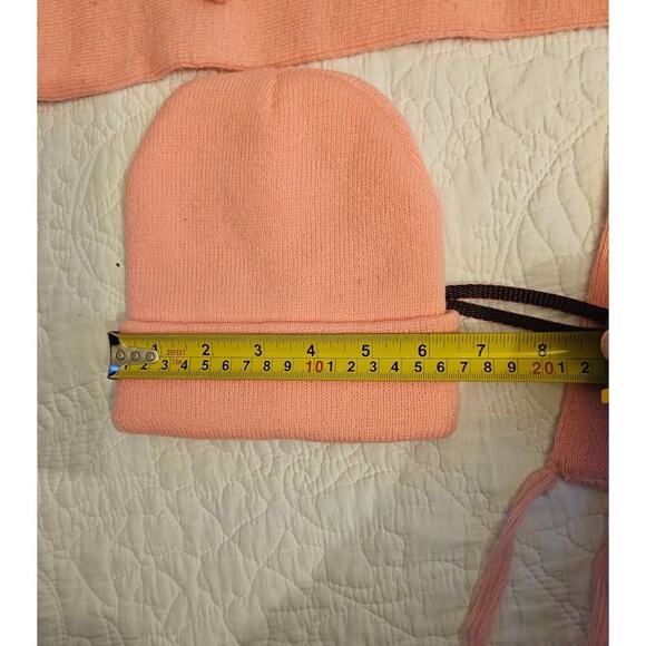 Chic Girls Pink Knit Winter Set Beanie Hat Gloves & Scarf Bundle Cold Snow Days - Picture 5 of 10